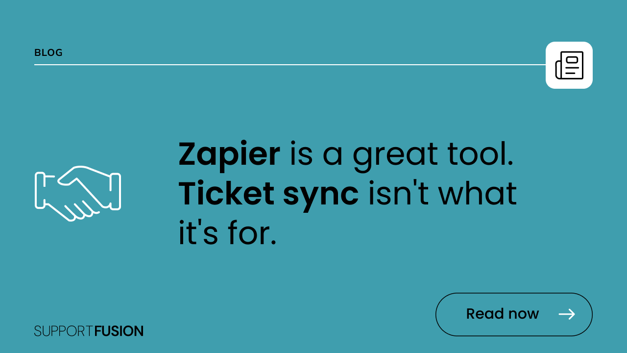 Zapier is a great tool. Ticket sync isn't what it's for.